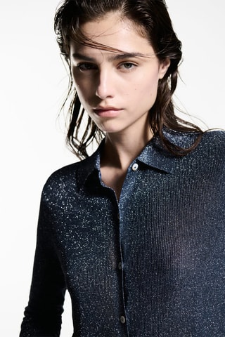 Chemise maille Lurex - Bleu nuit