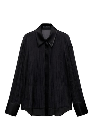 Chemise semi-transparente détails satinés - Noir