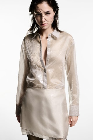 Chemise à sequins semi-transparente - Écru