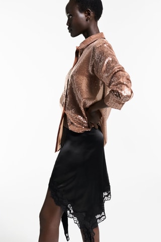 Chemise à sequins semi-transparente - Marron