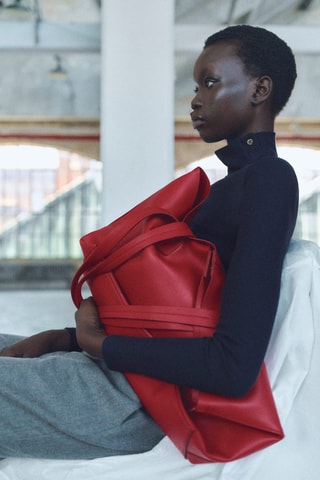 T-shirt maille côtelée boutons - Bleu marine