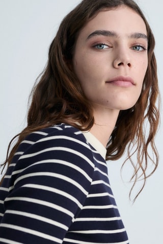 T-shirt coton à rayures - Bleu marine