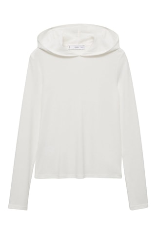 T-shirt manches longues capuche - Blanc cassé