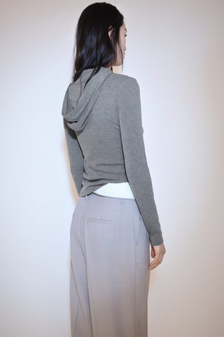 T-shirt manches longues capuche - Gris