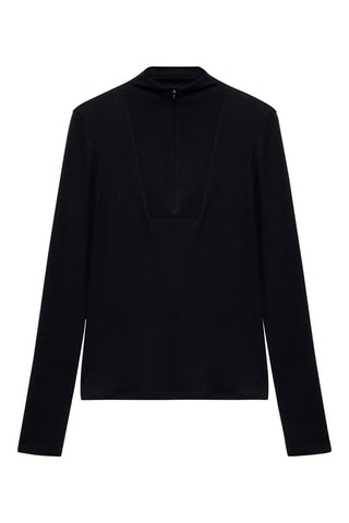 T-shirt col montant fermeture Éclair - Noir