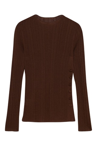 T-shirt semi-transparent boutons - Marron