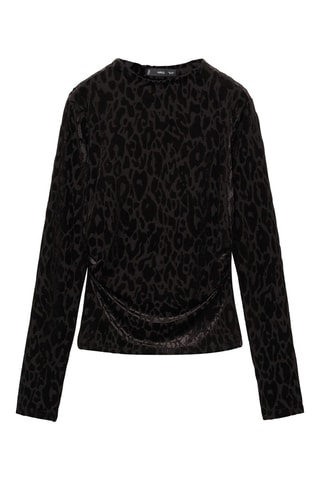 T-shirt léopard manches longues - Noir et gris