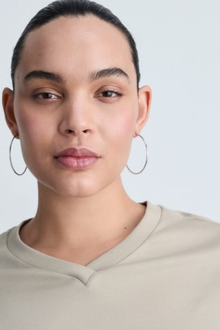 T-shirt coton col en V - Marron