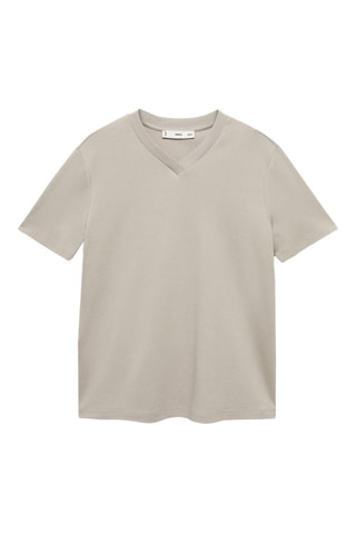 T-shirt coton col en V - Marron