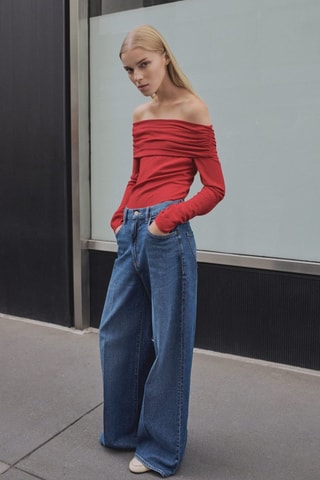 Blouse épaules découvertes - Rouge