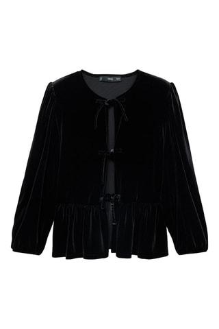 Blouse velours noeuds - Noir