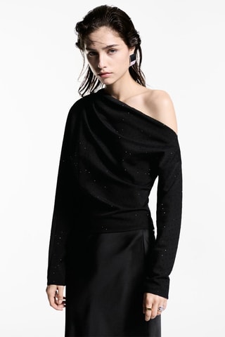 Blouse asymétrique à paillettes - Noir