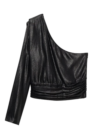 Blouse asymétrique manches bouffantes - Noir