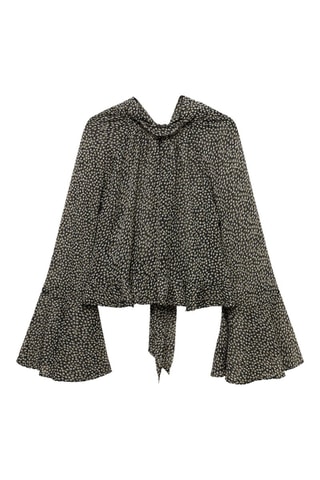 Blouse en imprimé fleuri volants - Noir