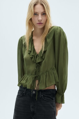 Blouse volants - Kaki