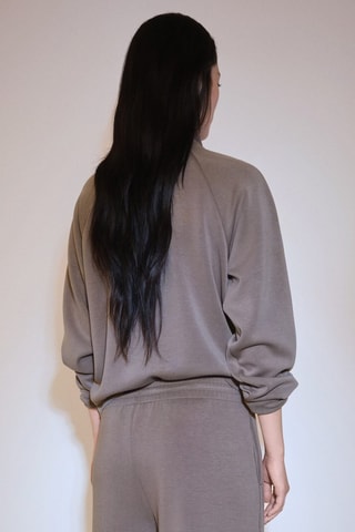 Sweat-shirt col montant zippé - Marron