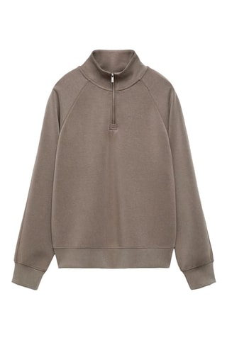 Sweat-shirt col montant zippé - Marron