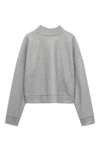Sweat-shirt tissu éponge col montant - Gris