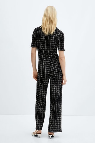 Combinaison tweed manches courtes - Noir et blanc