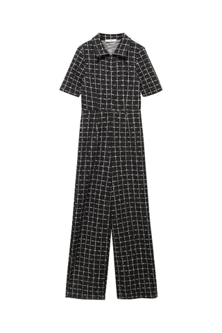 Combinaison tweed manches courtes - Noir et blanc