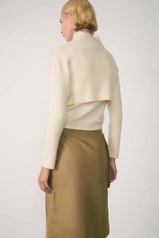 Pull-over col roulé combiné - Écru