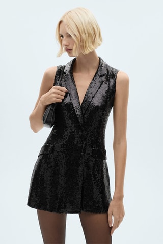 Combinaison paillettes revers - Noir