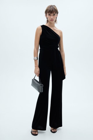 Combinaison velours asymétrique - Noir