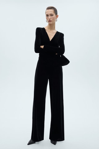 Combinaison cache-coeur velours - Noir