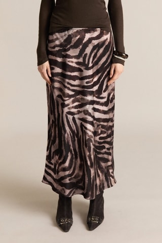 Jupe longue satinée zèbre - Marron