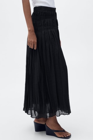 Jupe midi froncée - Noir