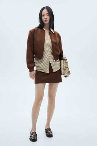 Jupe courte laine - Marron