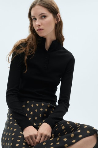 Jupe midi pois - Noir