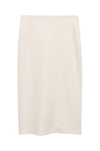 Jupe midi tissu bouclette - Ecru