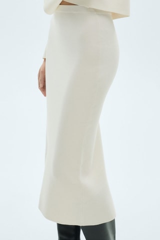 Jupe midi maille fine - Ecru