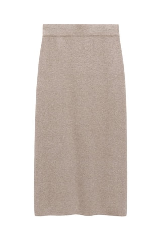 Jupe midi laine mélangée - Sable