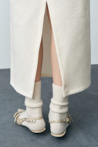 Jupe midi laine mélangée - Ecru