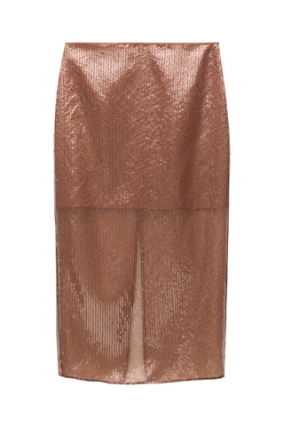 Jupe midi sequins - Marron