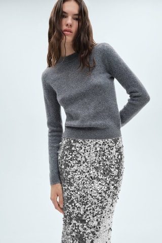 Jupe midi sequins - Argenté