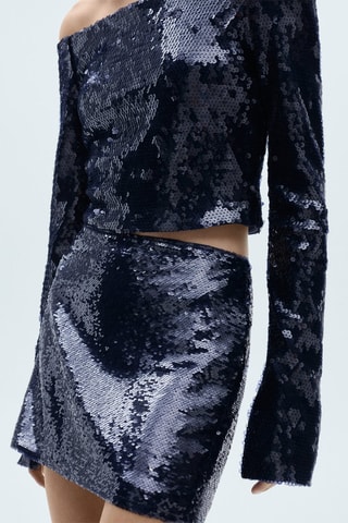 Mini-jupe à paillettes - Bleu nuit