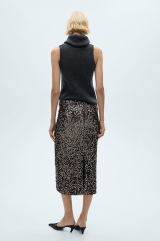 Jupe midi sequins - Anthracite