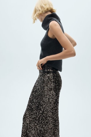 Jupe midi sequins - Anthracite