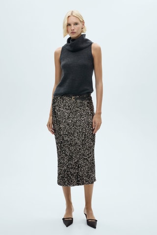 Jupe midi sequins - Anthracite