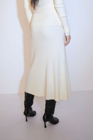 Jupe portefeuille en maille - Ecru