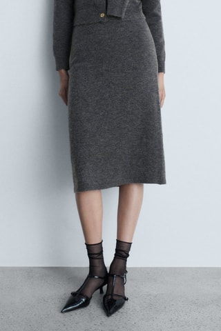 Jupe évasée maille - Gris