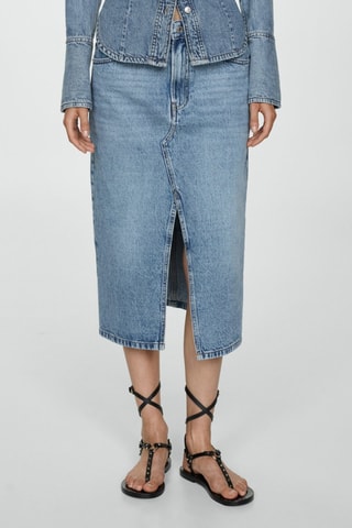 Jupe midi en jean - Bleu