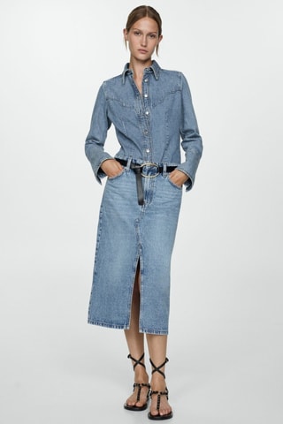 Jupe midi en jean - Bleu