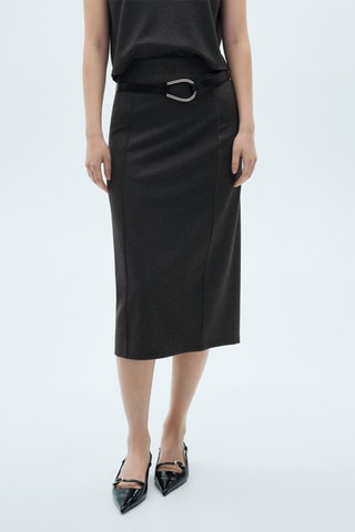 Jupe midi maille - Gris