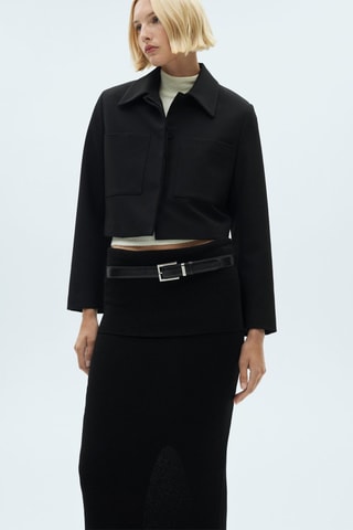 Jupe midi côtelée - Noir