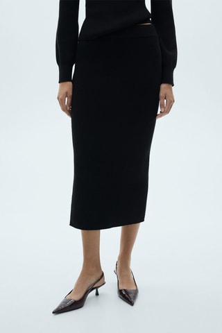 Jupe midi maille - Noir