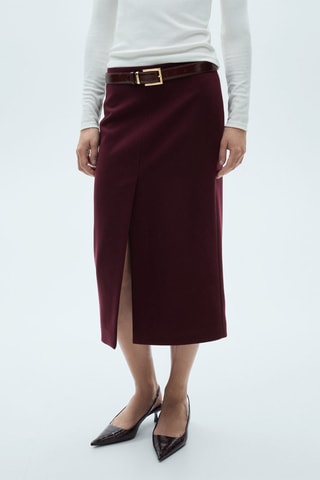 Jupe fendue laine - Bordeaux